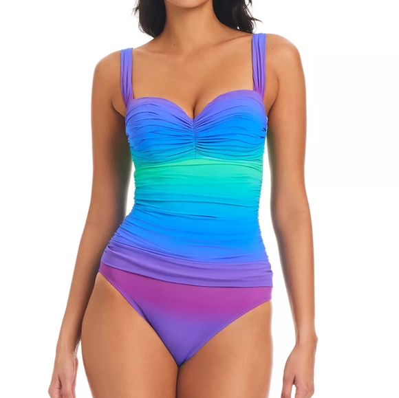 BLEU BY ROD BEATTIE Women's Heat Of The Moment Shirred Bandeau One-Piece Swimsu - Picture 3 of 4